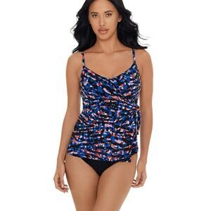 Magicsuit Carma Tankini Top in Burano Sz 10 Blue Black &  Pink Adjustable Straps